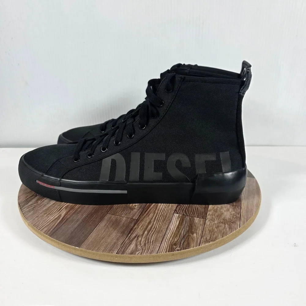 Diesel S-Dese Mid Cut Shoes Mens 12.5 Black Canvas High Top Sneakers Y01994